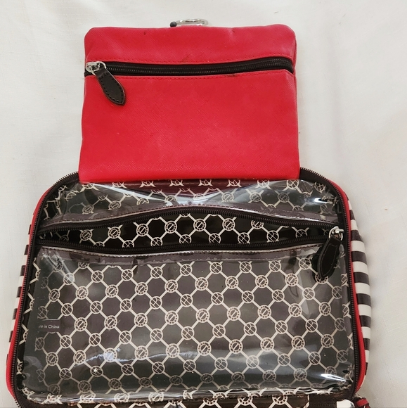 Henri Bendel Iconic Red Brown Runway Model Travel Weekender Hanging Bag w/Hook! - Picture 9 of 14